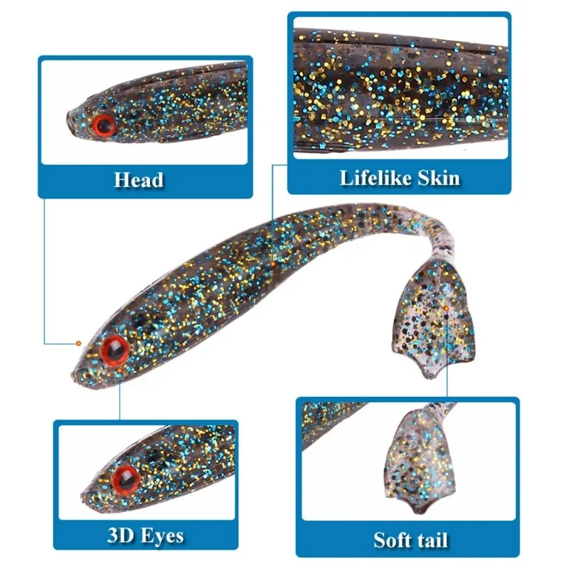 Señuelo Minnow vinilo 8,4 cm ojos 3D pintados a mano cola en T - imagen 5