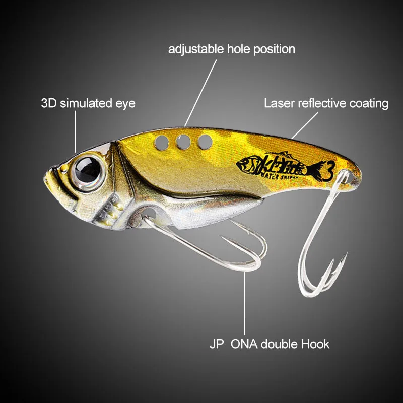 Señuelo de pesca Water SNIPER Metal VIB 3g 5g 7g 10g 14g hoja vibratoria Wobbler hundimiento cebo duro con anzuelos afilados ONA - imagen 2