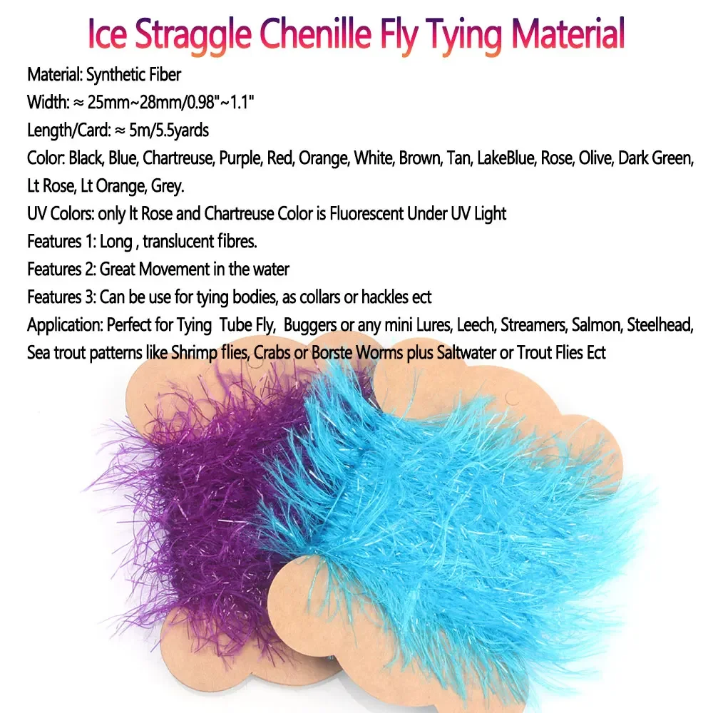 Bimoo-mini Señuelos de Pesca en el mar, Material de chenilla para atar moscas, 2 piezas = 10m - imagen 3