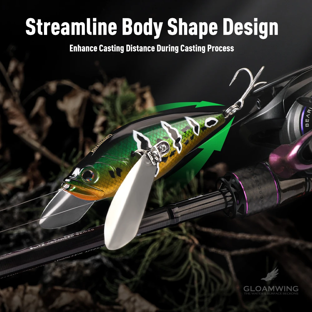 Kingdom-señuelo de pesca biónico Topwater, 8g, 30g, 45mm, 85m, Wobbler flotante, alas de Metal, ruidoso, Atificial, cebos de pesca duros, perca de lubina - imagen 5