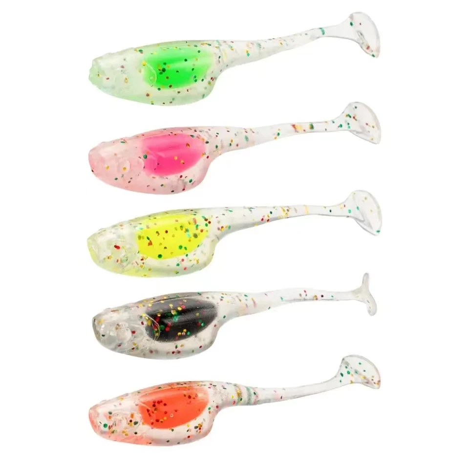 25 unids/lote paleta t-tail Shad Ajing señuelo de pesca 5cm 0,8g Rockfish goma suave señuelo Artificial cebo lubina - imagen 5