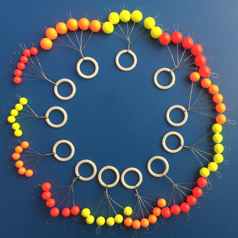 30 unids/lote flotador redondo de siete estrellas 5 colores 00 #   0 #   1 #   2 #   3 #   4 #   5 #   Ball Bobber-flotador de Pesca de carpa, accesorios, boya de Pesca J492 - imagen 4