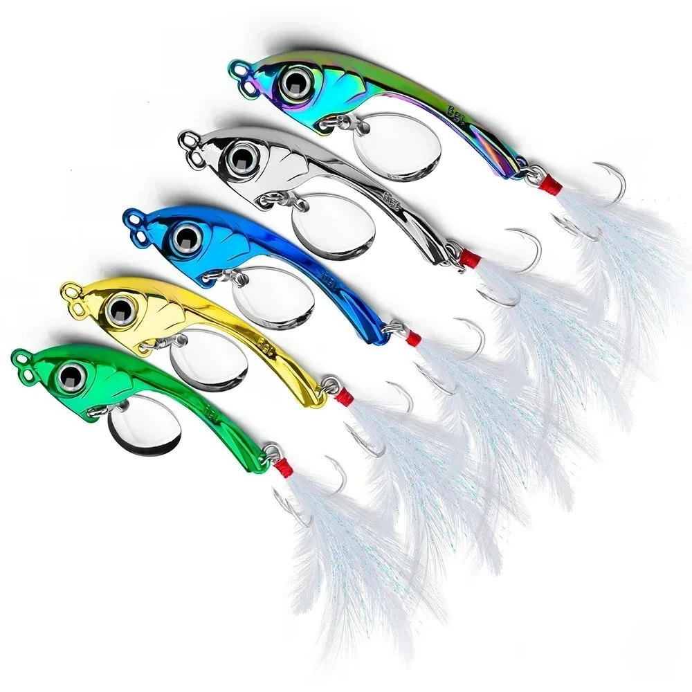 5 uds cebo giratorio 7g 10g 15g Metal Vib señuelo de pesca Trolling cuchara giratoria Wobbler hundimiento cebo duro con lentejuelas para Lucio - imagen 2