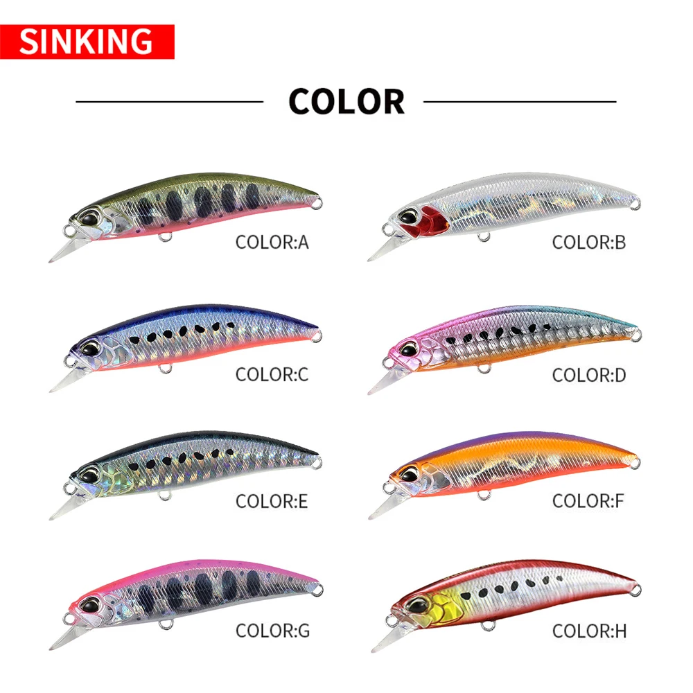 6cm 6,5g señuelo de pesca Minnow Wobbler 60S hundimiento Jerkbait Swimbait cebo duro Artificial pesca en el océano señuelo biónico cebo de lubina - imagen 4