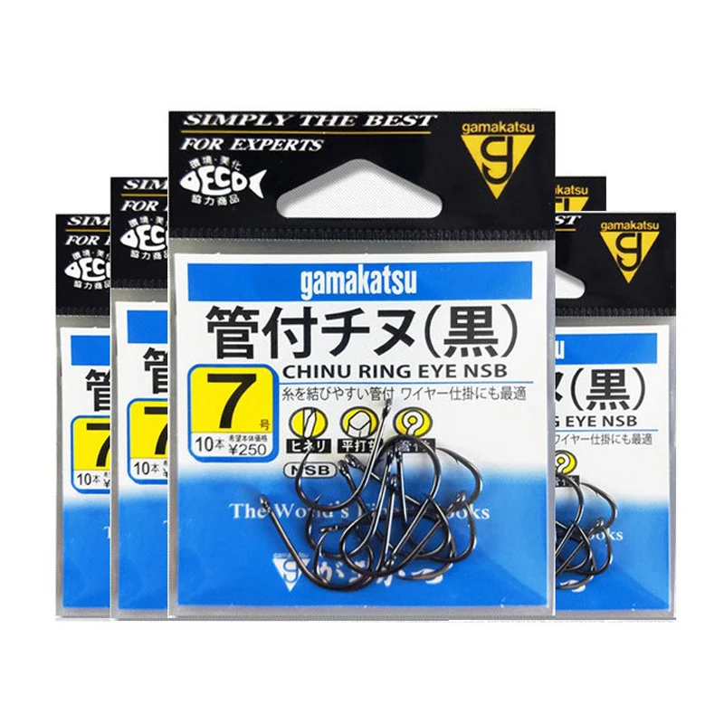 Anzuelo de pesca de acero de alto carbono Gamakatsu, anzuelos de pesca con mosca con púas, soporte de cebo de pesca de estanque de gusano, agujero de plantilla, 66810 - imagen 5