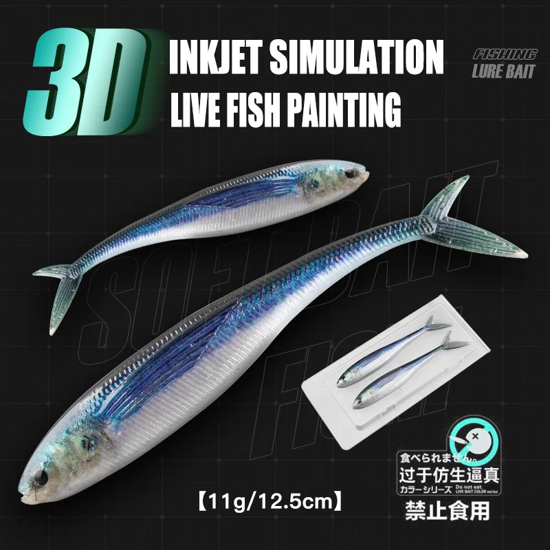 Señuelos blandos 3D con pintura real y cola Softbait – Cebo pesca - imagen 2