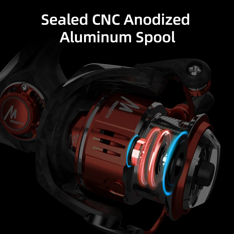 MEREDITH-carrete de pesca con sistema de giro fino, serie HUMMINGBIRD, arrastre máximo de 5KG, + 1RB 8BB, relación de engranaje de 5,2: 1, peso de 162g - imagen 5