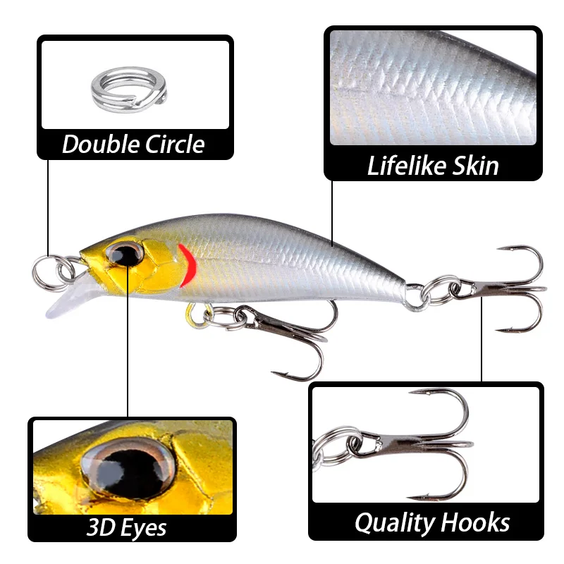 Señuelo de pesca de pececillo que se hunde, Wobbler, Peche, manivela Artificial, lubina, perca, Lucio, salmón, trucha, 4g/8g, 1 ud. - imagen 3