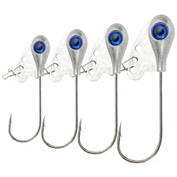 1-10 Uds anzuelo con cabeza de anzuelo 4g 5,5g 7,5g 11g vástago con púas VIB pesca cola en T Kit de señuelo suave ojo de pez grande aparejos giratorios anzuelo giratorio