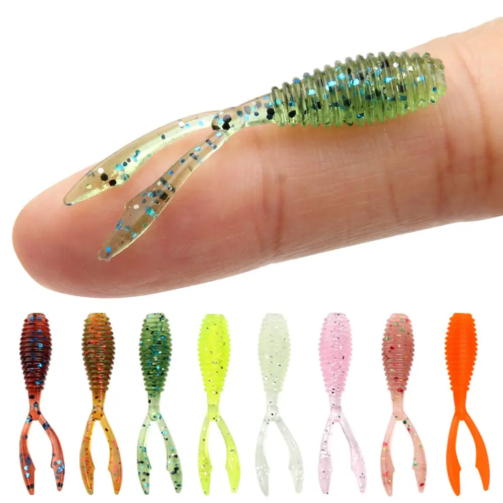 Mini Señuelos de Pesca blandos, 10 piezas, 36mm, 0,3g, Rockfish, Twin Tail, Artificial, Wobbler, Crankbait, biónico, silicona fluorescente, gusano - imagen 4