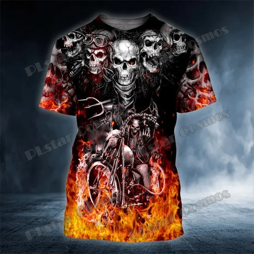 Camiseta de pesca TX312 calavera La Parca – Estampado 3D verano - imagen 4