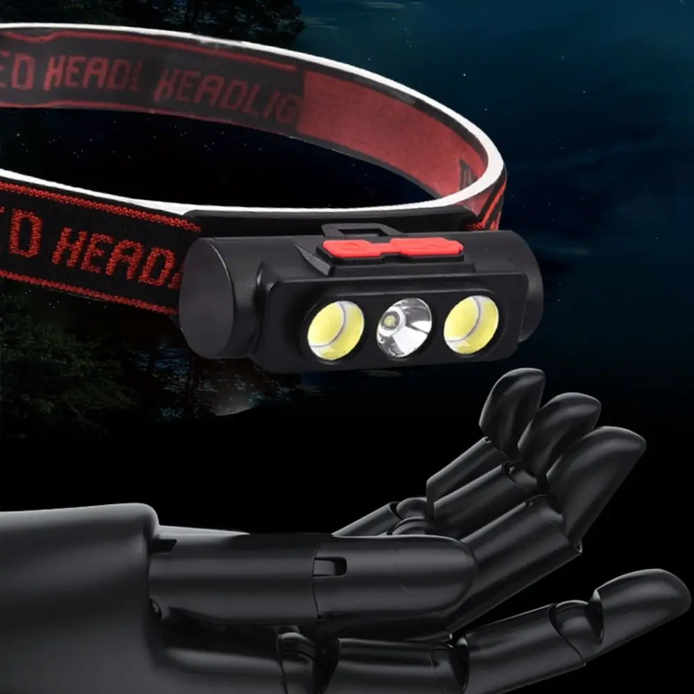 Linterna frontal LED recargable por USB, luz de doble fuente montada en la cabeza, impermeable, desmontable, para acampar, pescar, senderismo