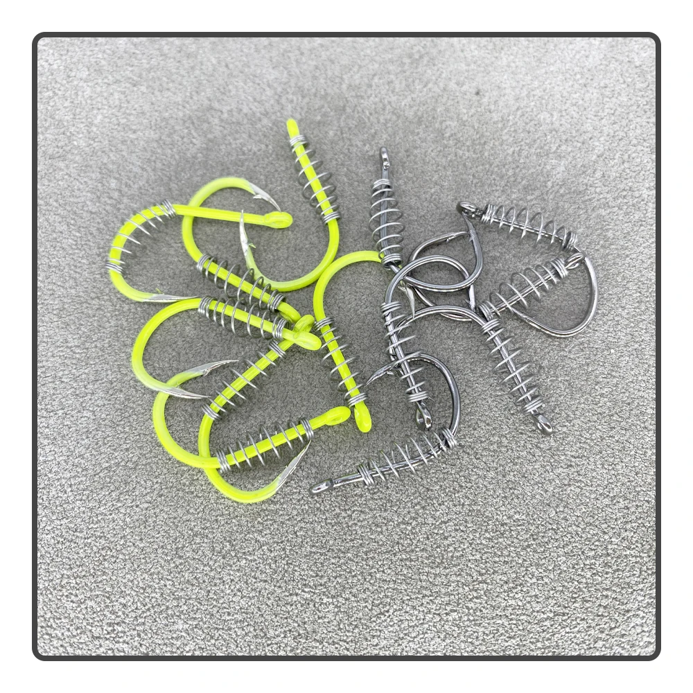 ISEAMA-anzuelo de pesca con púa, cebo colgante verde fluorescente, accesorios de primavera, 20 unids/lote por paquete - imagen 3