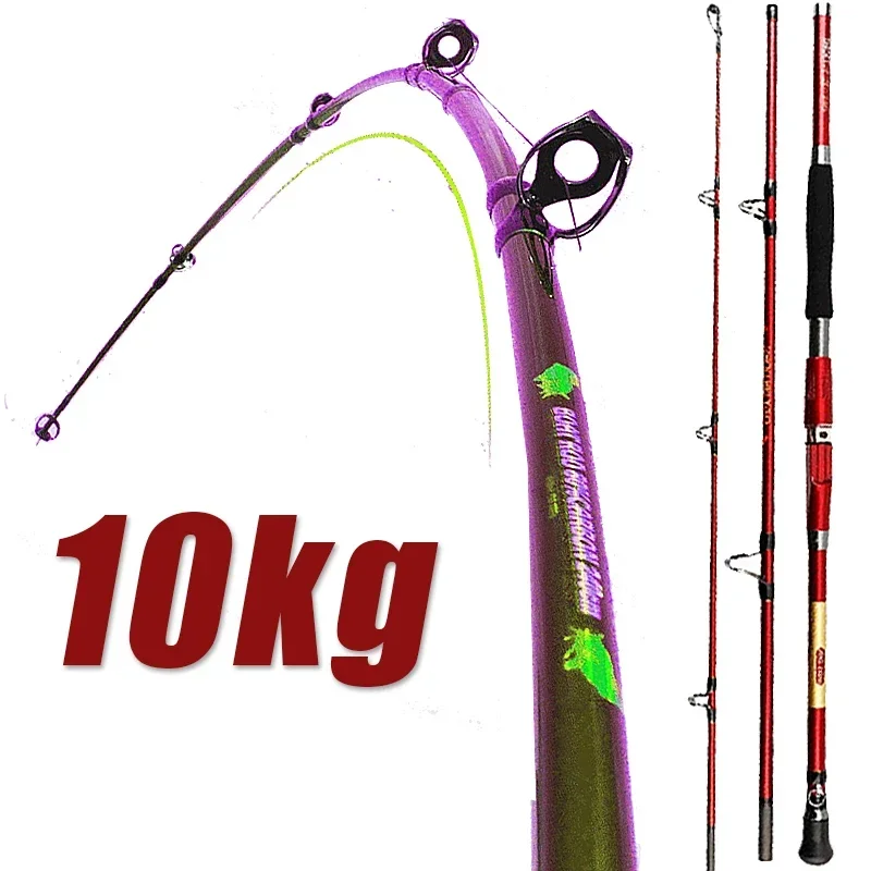 Caña de pescar portátil para barco, señuelo giratorio, caña de pescar de carbono dura ultraligera, 1,8 M, 2,1 M, 2,4 M, nueva caña de pescar roja de tres secciones - imagen 3