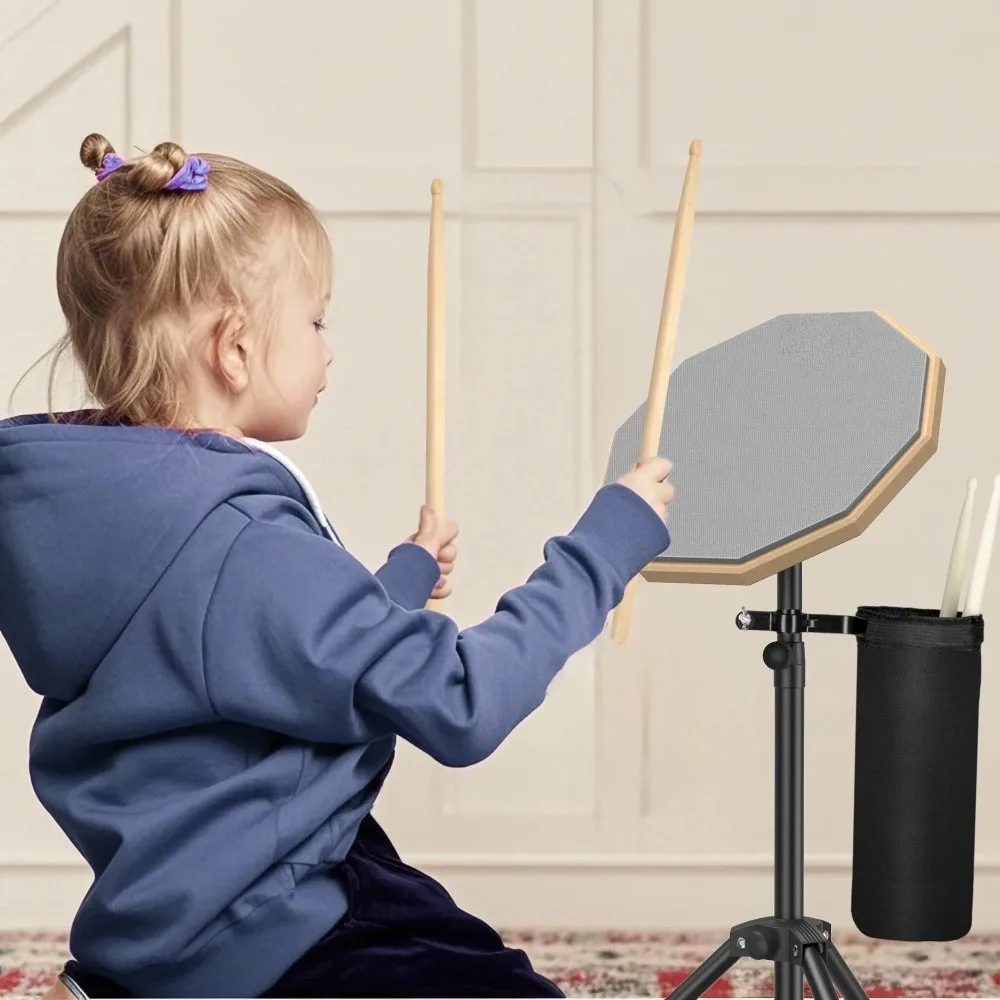 Almohadilla de práctica de tambor de 8 pulgadas de alta calidad, almohadilla de tambor silenciosa, juego de soporte de tambor de doble cara, soporte ajustable portátil, entrenador de tambor tonto - imagen 5