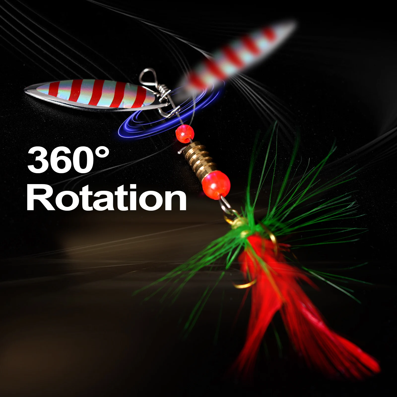 Señuelos de Pesca giratorios, Kit de ganchillo Artificial, cuchara de Metal, 10 unids/lote por caja - imagen 5