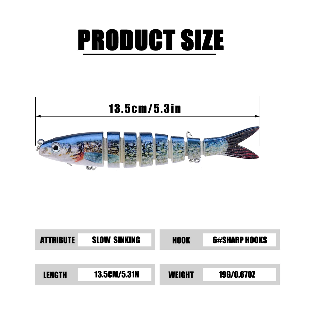 Swimbait hundimiento lento multiarticulado biónico para trucha y lubina - imagen 4
