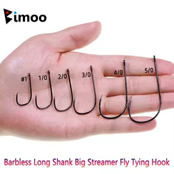 20 piezas de acero rico en carbono sin púas, vástago largo, serpentina grande, anzuelo para atado de moscas para Señuelos de Pesca de agua salada, juego grande, serpentinas de cebo