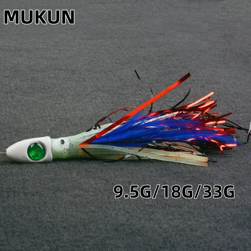 1 unidad de 10/11cm, 10/33g, Ideal para lubina, caballa española, señuelo de pesca nocturno de mortero, falda de plumas de pulpo, cebo acrílico Artificial