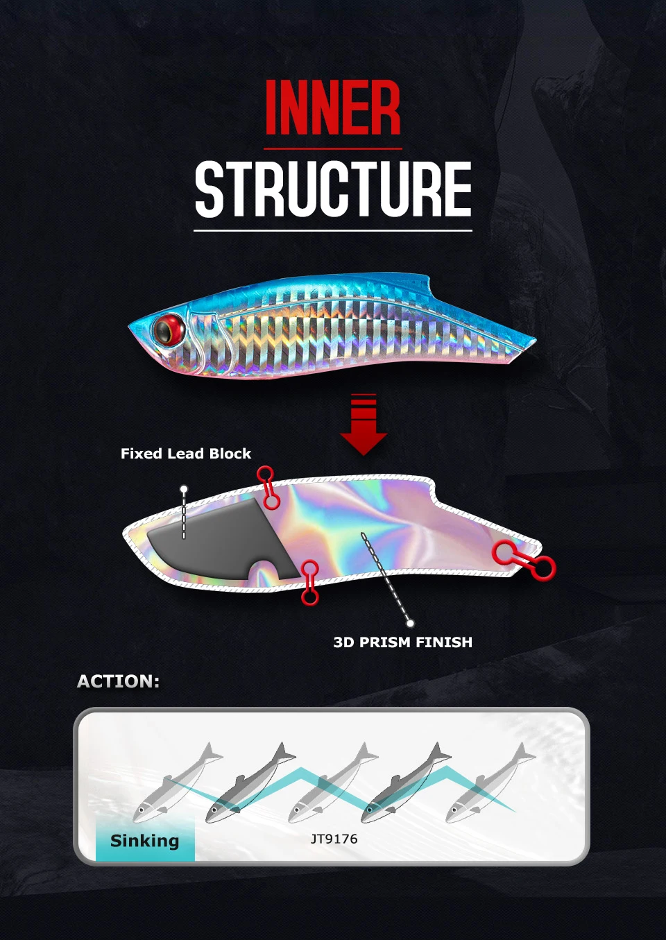 Señuelos de Pesca Vib de 90mm, 35g, isca, Artificial, vibración de hundimiento, alta calidad, LaserJerkbait, aparejos de Pesca de lubina - imagen 4
