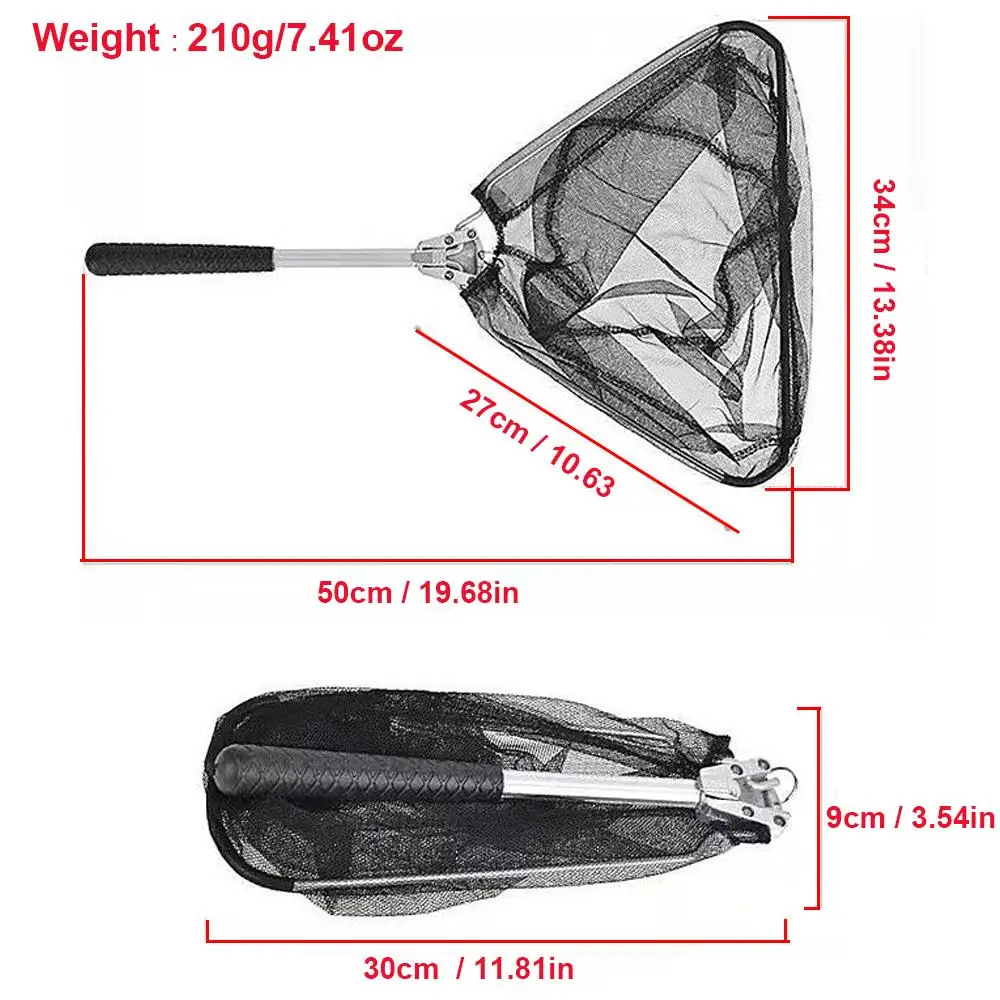 Mini red de pesca de 50cm, red de pesca de aterrizaje plegable ligera, malla segura para captura de peces, aparejos de pesca de red portátiles - imagen 3