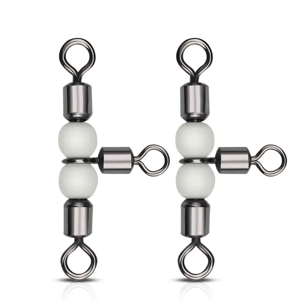 10 Uds. De cuentas luminosas de anillo sólido, accesorio para aparejos de pesca, equipo de pesca, conector de rodamiento Triple giratorio, anzuelos - imagen 5