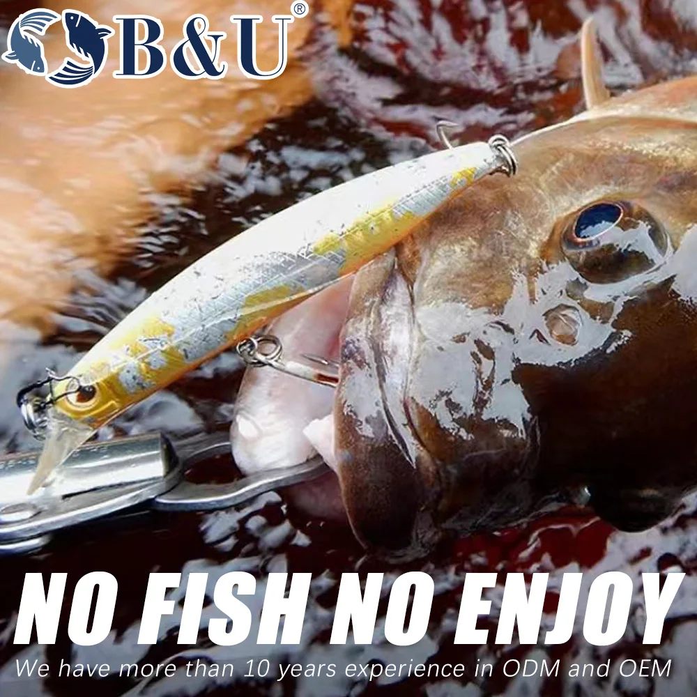 B & U 90mm 125mm mar hundimiento lento/flotante fundición larga pececillo pesca agua salada Wobbler Jerkbaits Swimbait lubina atún para pesca - imagen 3