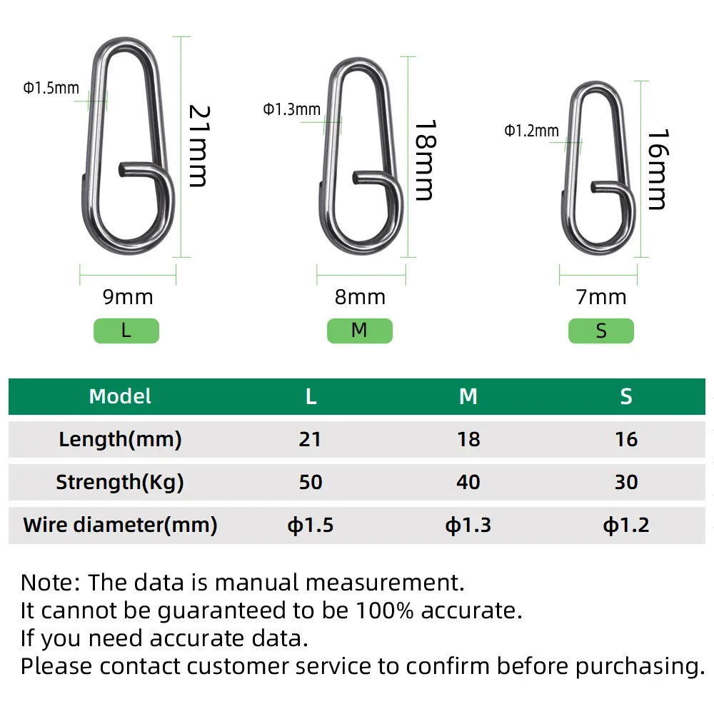 DNDYUJU 50 ~ 200 Uds anillos divididos de acero inoxidable pesca Snap Señuelos de pesca conector pesca de agua salada ovalado negro o plata blanco Snap - imagen 2