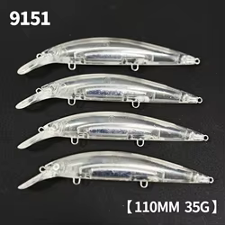 Señuelo de pececillo en blanco sin pintar, 20 piezas, 110mm, 35g, cebo Artificial de hundimiento pesado, Wobblers de curricán fundido, lubina, trucha, Pesca, agua salada