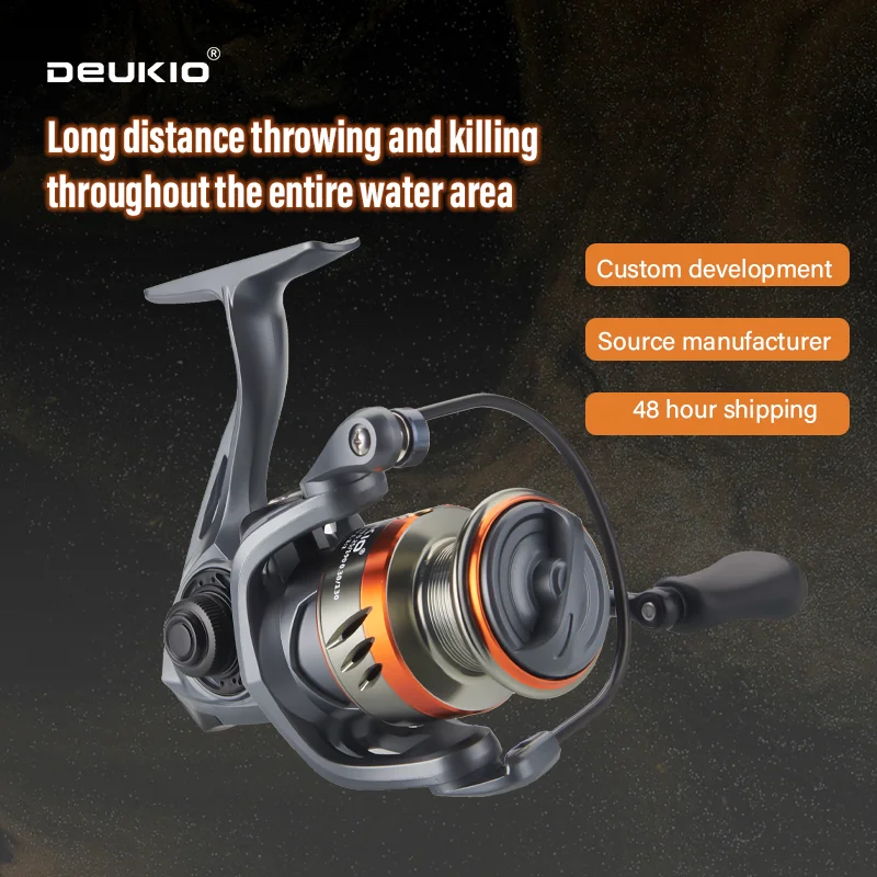 Carrete de pesca giratorio DEUKIO sin huecos 3 + 1 rodamientos de bolas de acero inoxidable mango de carrete CNC 5,2: 1 relación de engranaje 12kg arrastre máximo agua salada - imagen 3