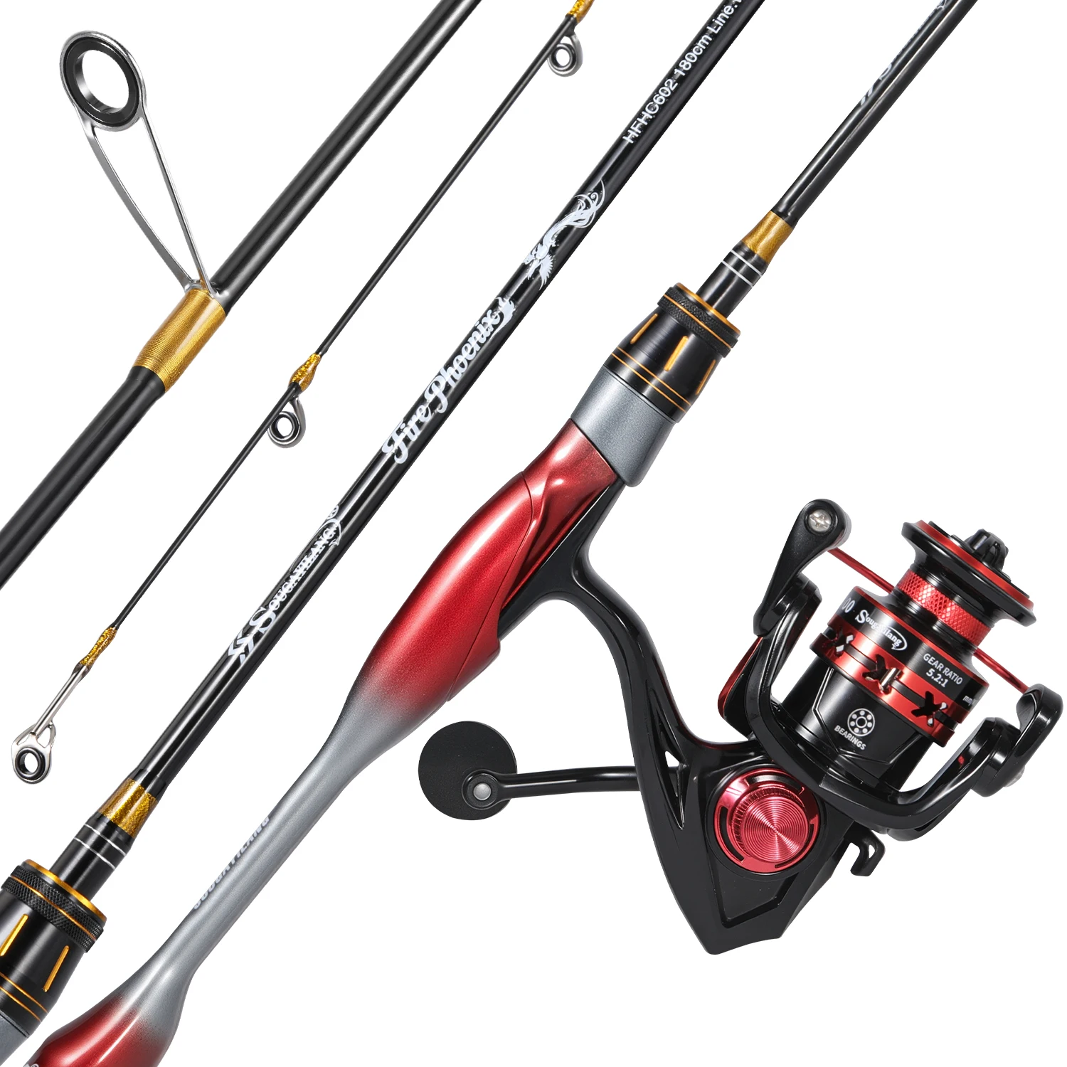 Combo Sougayilang caña spinning 1.8m y carrete carbono para lubina