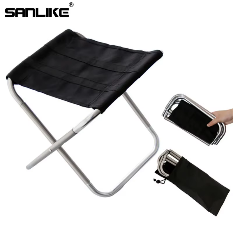 SANLIKE Silla plegable ultraligera aluminio – Taburete pesca compacto