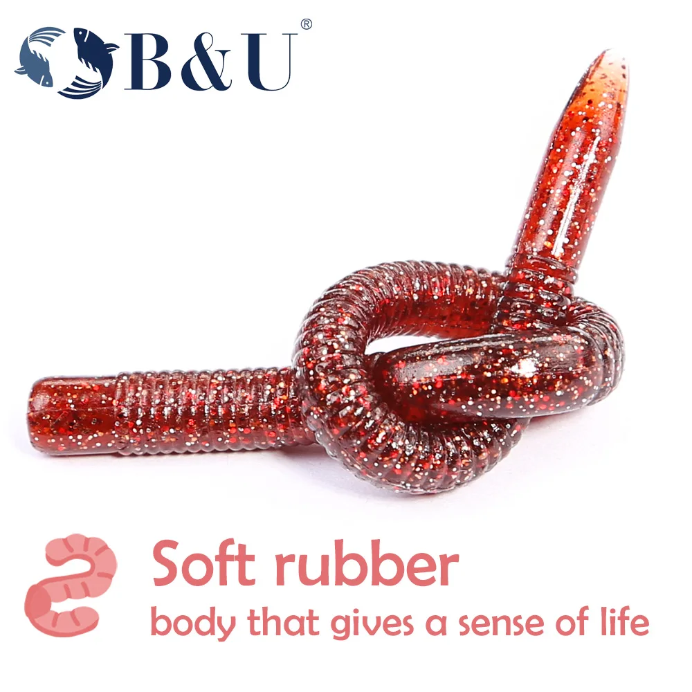B & U-señuelo suave de lombriz de tierra, 8 Uds., hundimiento lento, 136mm, 4,2g, Señuelos de Pesca artificiales, lubina, pez plano, gusanos, cebos blandos de pesca - imagen 4