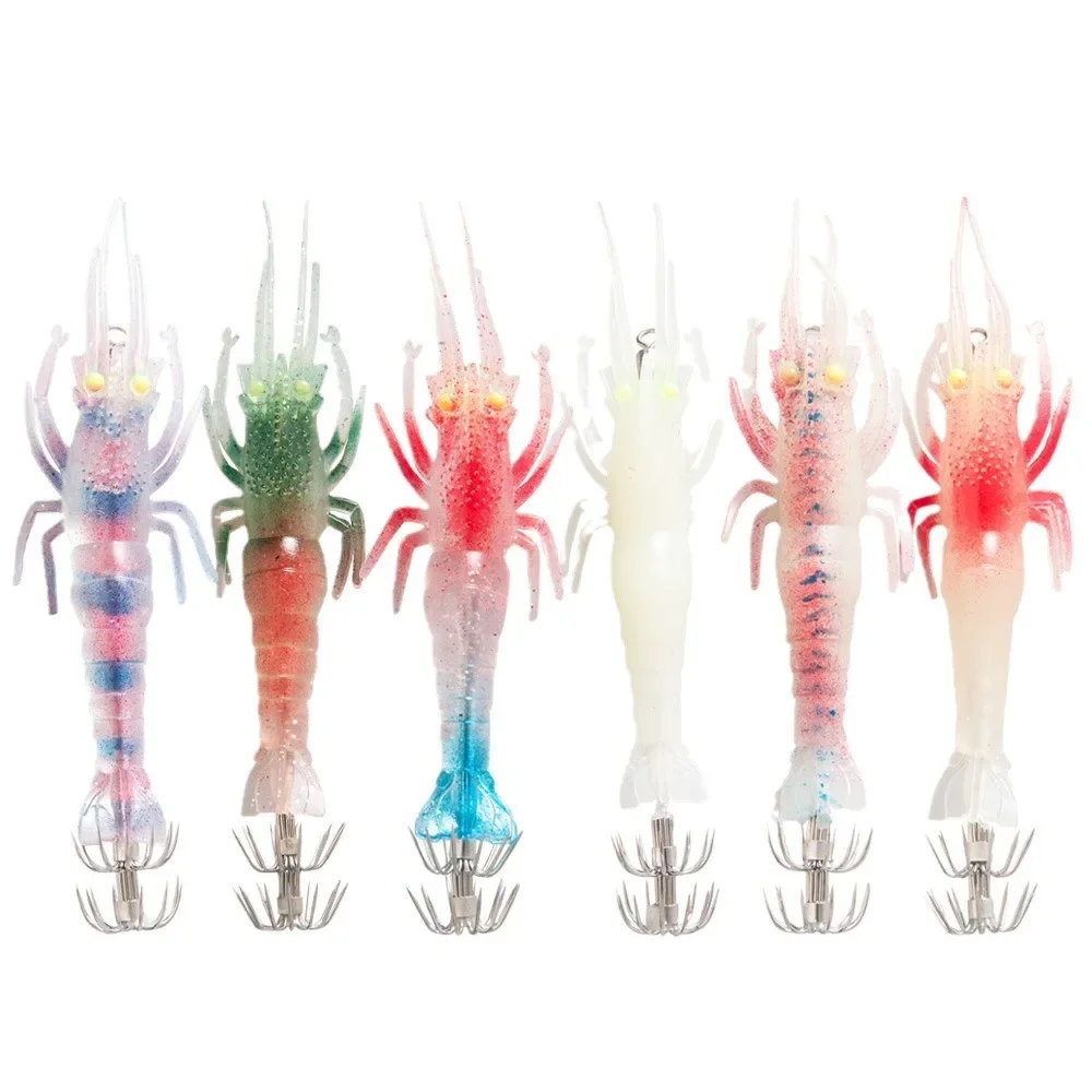 Señuelo de Pesca suave de 11cm y 10g, anzuelo de calamar de camarón suave, cebo Artificial brillante, anzuelo de pulpo y Sepia, aparejos de Pesca, 1 unidad - imagen 3