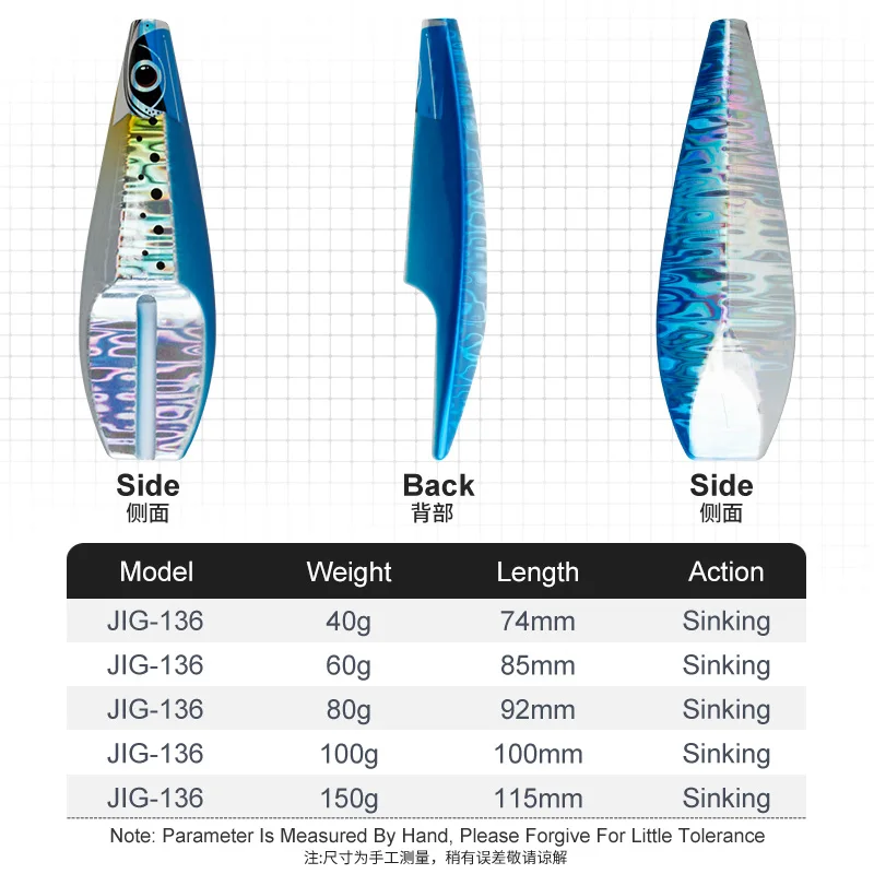 TEASER J136 Rock Hopper Inchiku Slider Jig señuelo 60g-200g pesca luminosa de agua salada Metal Inchiku Jigging señuelo con gancho - imagen 2