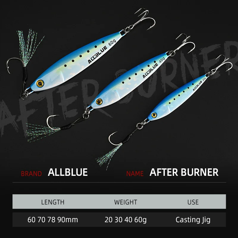 ALLBLUE ARTER BURNER-señuelo de pesca de agua salada, cebo Artificial de lubina, 20g, 30g, 40g, 60g, plantilla de Metal fundido, cuchara de Jigging - imagen 2
