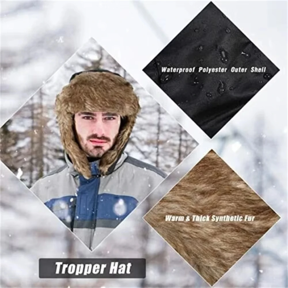 Botas de piloto de invierno para hombre, almohadillas para los oídos, gorro de esquí cálido e impermeable, gorro de bomba, sombrero de pesca al aire libre, sombrero con protección para los oídos - imagen 5