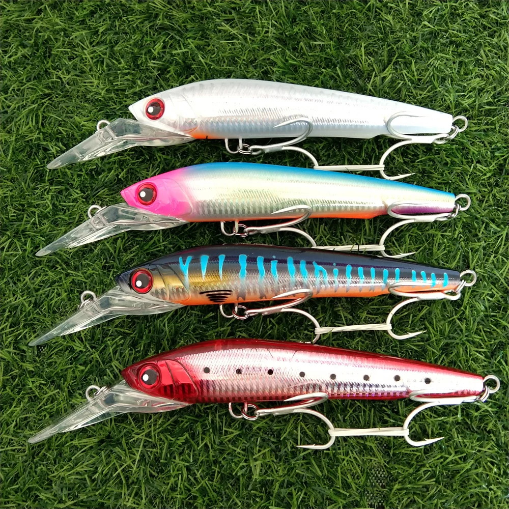 Wobbler grande Crankbait Minnow Peche Bass Trolling, cebo Artificial, Lucio, Carpa, aparejos de pesca, 14cm, 50g, 18cm, 98g, 1pc - imagen 5