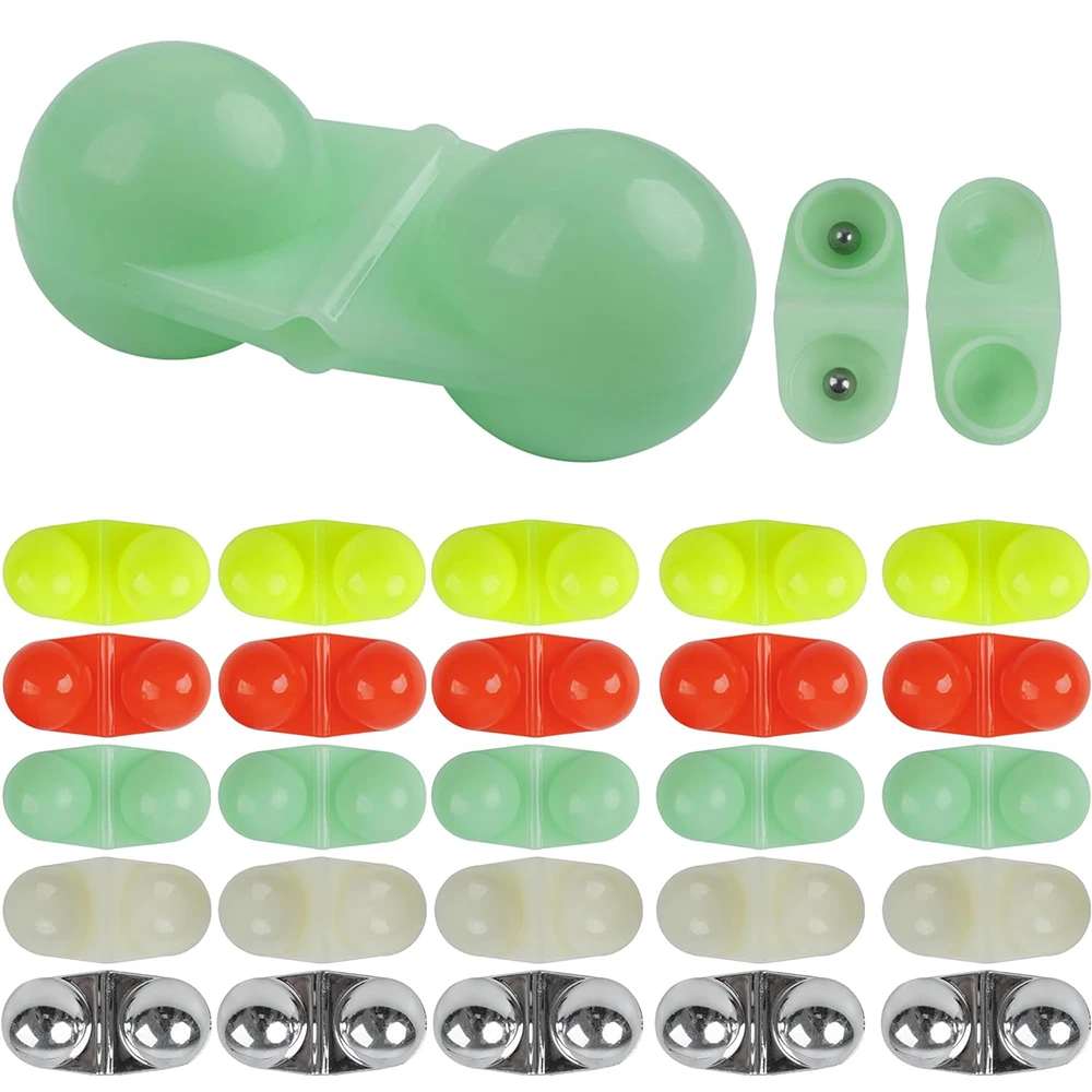Cuentas de doble sonajero para pesca, accesorios de 25 piezas, aparejo de pez gato, sonajero, campana, atrayente