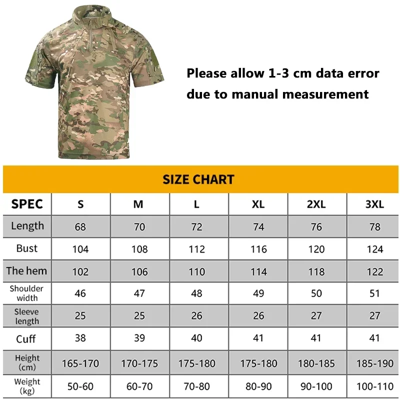 Tactical Cargo Shirt Men Short Sleeve Summer Running Sport Tops Quick Dry Tee Casual T Shirt Cotton Combat Shirts Men Clothing - imagen 5