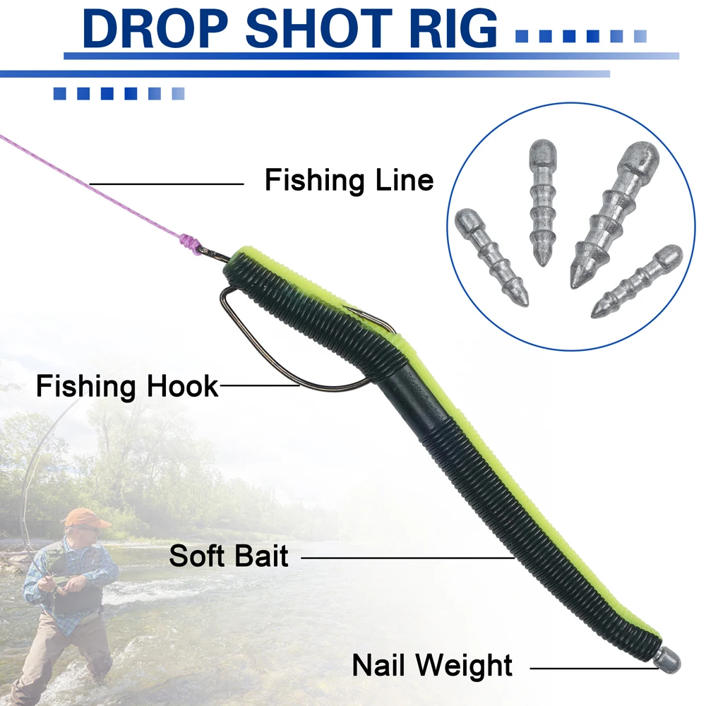 Pesas de plomo para uñas, plomos de 0,85g-3,5g para manicura de gusano, insertos de lápiz para Bass, Carolina Rig, Texas Rig, aparejo cracky, 10 piezas - imagen 3