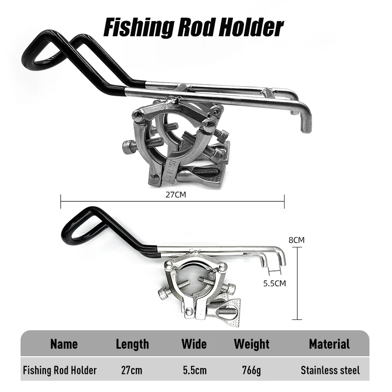 Soporte acero inoxidable para caña de pesca en barco y kayak - imagen 2