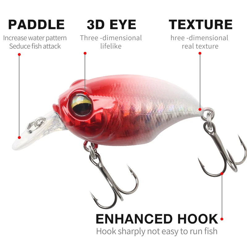 Banshee 42mm 8g alta calidad nuevos Crankbaits señuelo de pesca Wobblers para Lucio perca cebos para curricán Minnow Wobbler flotante - imagen 3