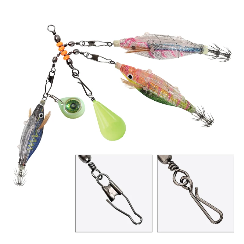 Juego de 45 Uds de señuelos giratorios de calamar, rodamiento de pesca, anillo sólido giratorio, conector de pesca con caja de accesorios a presión de enclavamiento - imagen 5