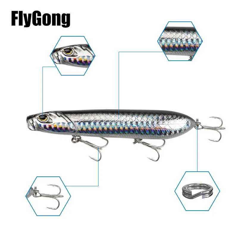 Lápiz flotante de 5 piezas de 18g y 100mm, Wobblers flotante, Señuelos de Pesca, Lucio, trucha, lubina, carpa - imagen 4