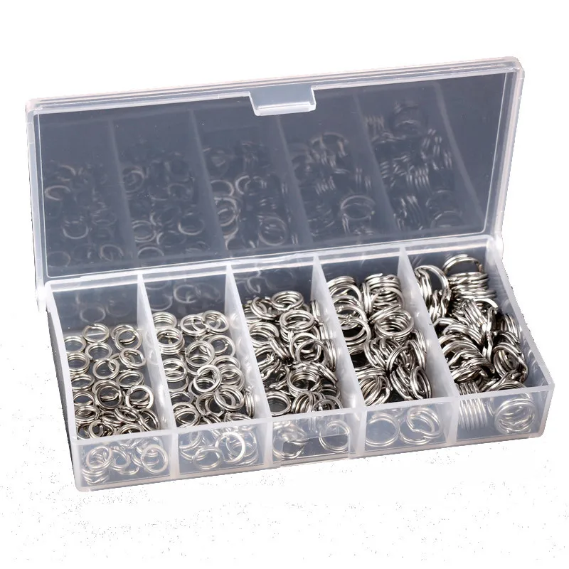 Alicates de pesca de acero inoxidable, anillos divididos para señuelo en blanco, cebo de manivela, conectores de señuelo sólido, aparejos de anillo de doble bucle, + 200 Uds. - imagen 5