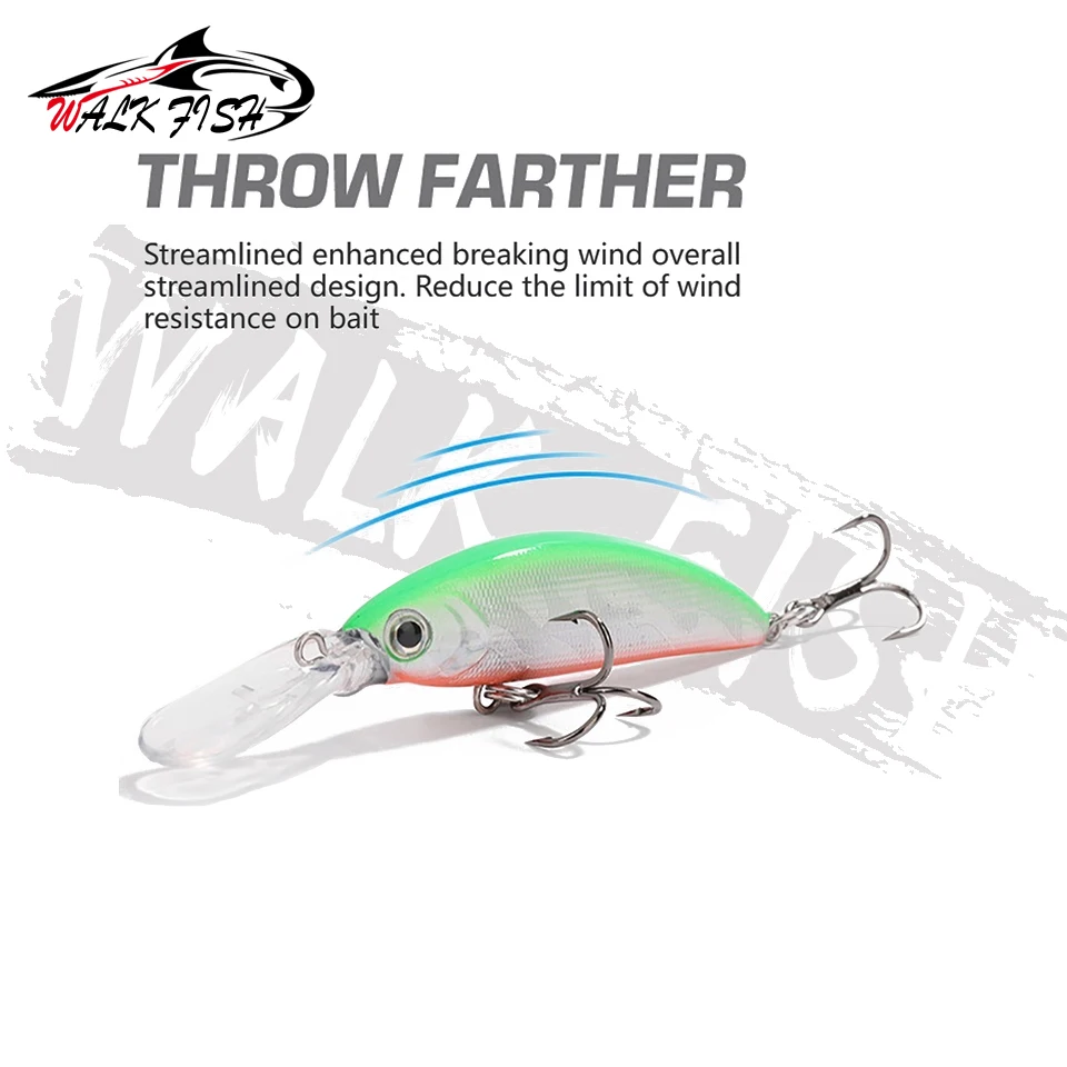 WALK FISH 1 Uds. Señuelos de pesca Minnow 5g 5cm cebos de hundimiento de lubina ojos duros 3D Swimbait Artificial Luya cebo aparejos anzuelo - imagen 2