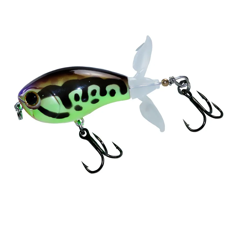 1 unidad 40mm 7,7g 50mm 11,2g cebo Popper señuelo de pesca Topwater cebo Artificial Plopper duro cebo giratorio para peces señuelo de pesca de cola - imagen 2