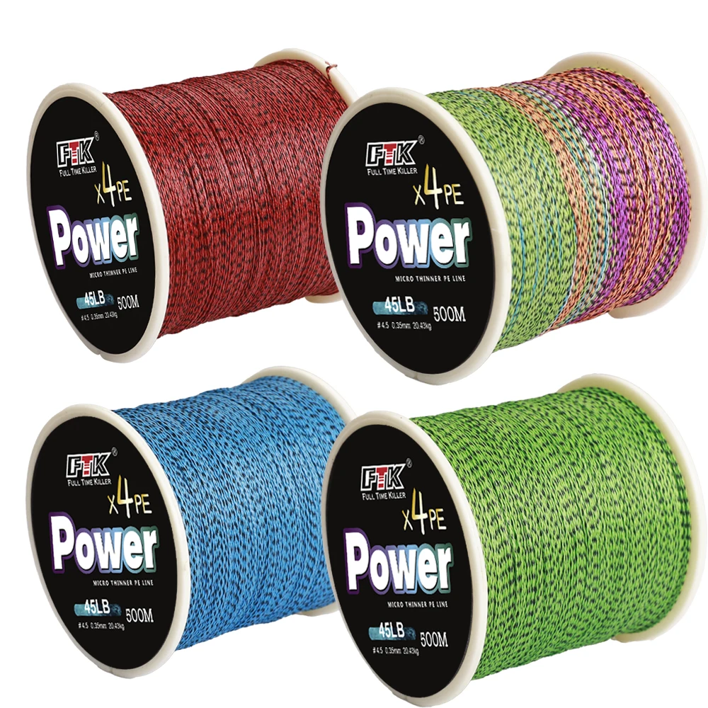 FTK X4 línea de pesca trenzada de 4 hebras súper fuerte 0,16-0,35mm 300M/500M 6,81-20.46Lb aparejos de pesca de línea de PE multifilamento - imagen 5