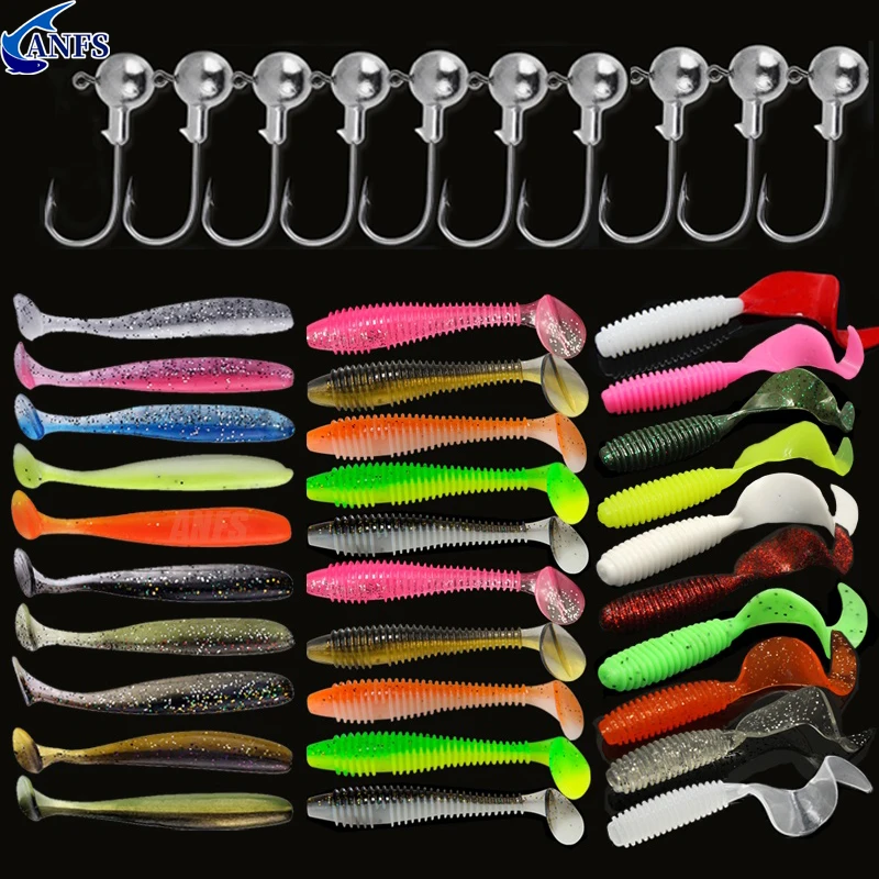 Kit señuelos blandos silicona – Worms artificiales para pesca mar